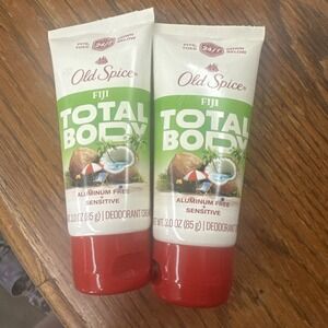 2 x OLD SPICE Whole Body Aluminum Free Deodorant Cream Fiji Scent,FREE SHIPPING